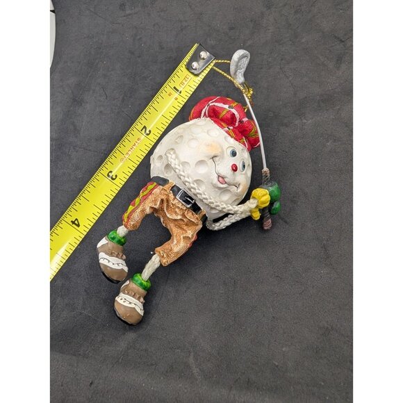 Ornament Golf Ball playing hang Christmas tree whimsical anthropomorphic 4.75" - Picture 3 of 8